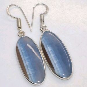 Owhyee Blue Opal Gemstone 925 Sterling Silver Handmade Drop Dangle Earrings